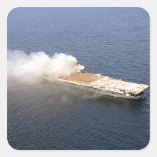 The ex-Oriskany, a decommissioned aircraft carr Square Sticker (Front)