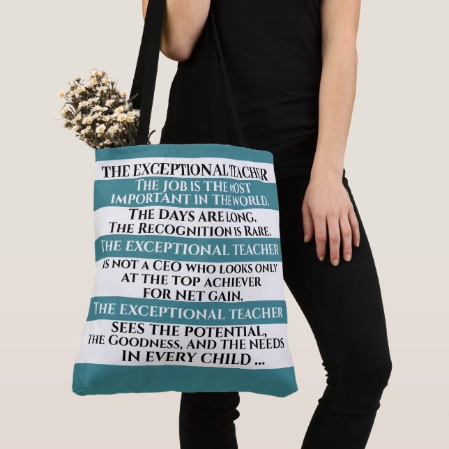 THE EXCEPTIONAL TEACHER - SEE BACK! TOTE BAG (Close Up)