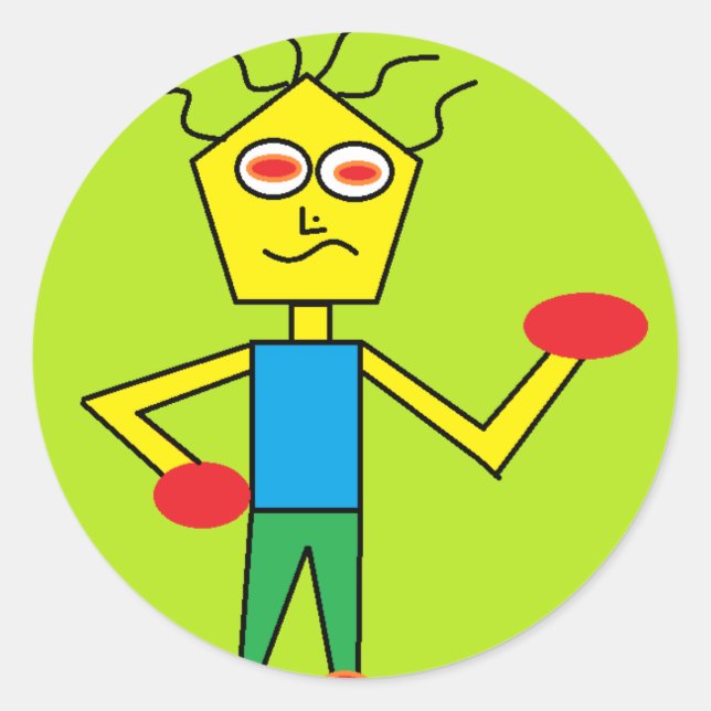 the excited dude classic round sticker (Front)