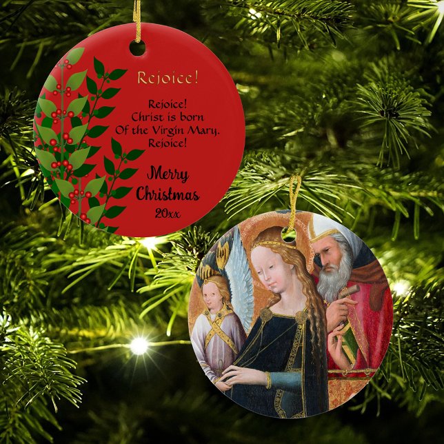 The Expectant Madonna with Saint Joseph Round Ceramic Ornament (Creator Uploaded)