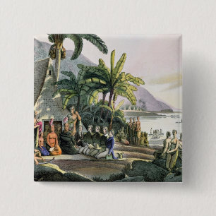 The Expedition Party and King Kamehameha I 15 Cm Square Badge