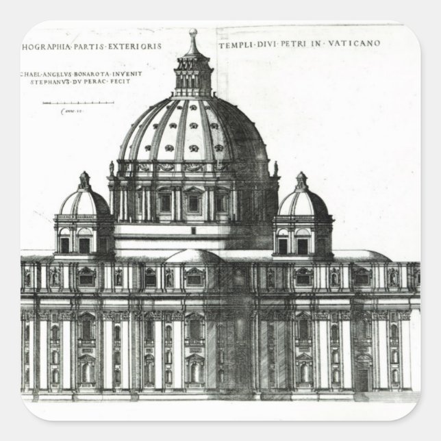 The Exterior of St. Peter's Basilica in Rome Square Sticker (Front)
