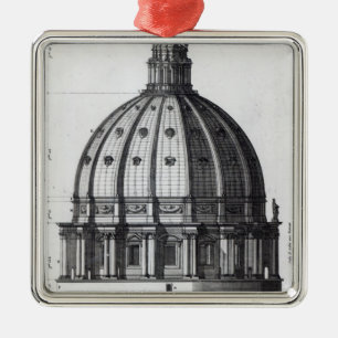 The exterior of the dome of St. Peter's, Rome Metal Tree Decoration