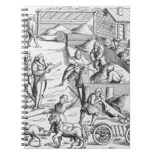 The extraction of metals, after a woodcut in 'Cosm Notebook