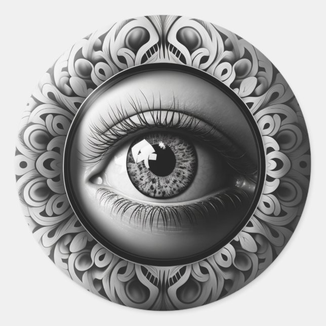 The Eye Fornasetti style Classic Round Sticker (Front)