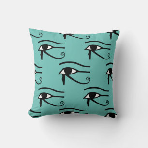 The Eye of Horus Pattern Light Teal Background Cushion