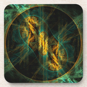 The Eye of the Jungle Abstract Art Cork Coaster