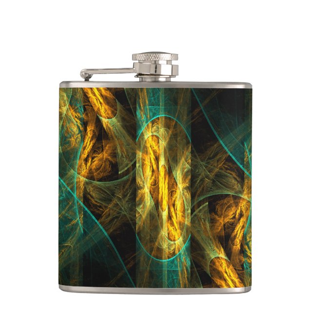 The Eye of the Jungle Abstract Art Hip Flask (Front)