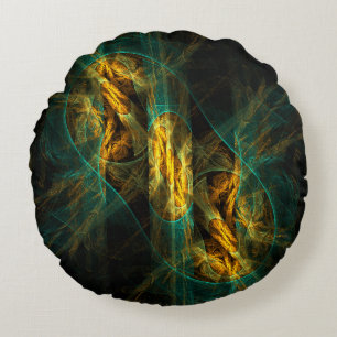 The Eye of the Jungle Abstract Art Round Pillow