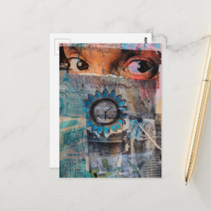 The Eyeballs abstract junk journal Collage Postcard