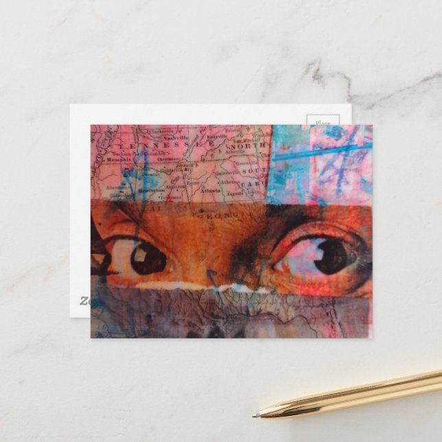 The Eyes junk journal Collage Postcard (Front/Back In Situ)