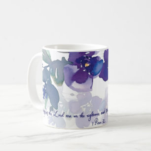 The eyes of the Lord, purple watercolor floral Coffee Mug