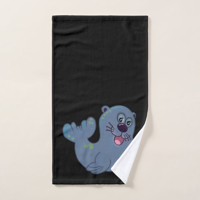 The Fabric Seal At Zazzle Mascot Logo Character Hand Towel (Hand Towel)