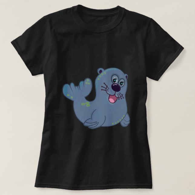 The Fabric Seal At Zazzle Mascot Logo Character T-Shirt (Design Front)
