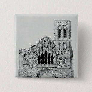 The Facade of La Madeleine de Vezelay 15 Cm Square Badge