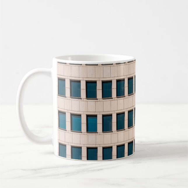 The facade of the modern building with rectangular coffee mug (Left)