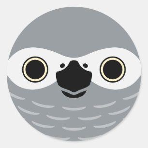 The face of a African Grey Parrot Classic Round Sticker
