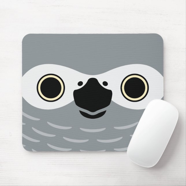 The face of a African Grey Parrot Mouse Pad (With Mouse)