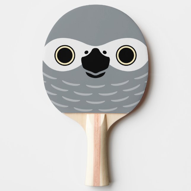 The face of a African Grey Parrot Ping Pong Paddle (Front)