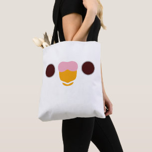 The face of a albino budgie tote bag