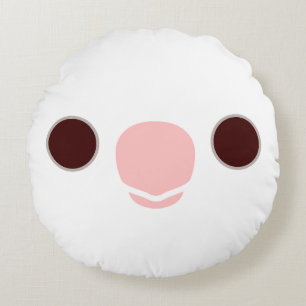 The face of a albino cockatiel round cushion