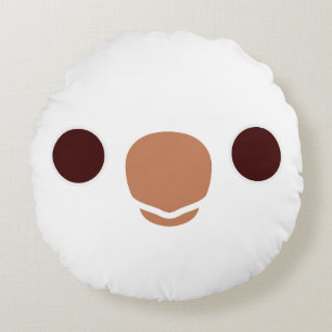 The face of a Albino Monk Parakeet Round Cushion