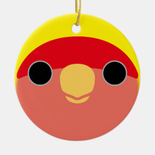 The face of a american yellow peach-faced lovebird ceramic ornament