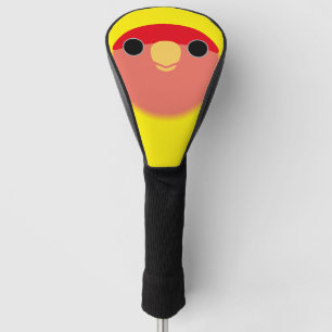 The face of a american yellow peach-faced lovebird golf head cover