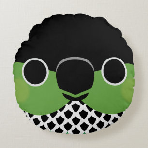 The face of a Black-capped Conure Round Cushion