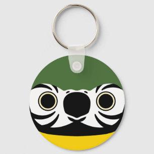 The face of a Blue-and-yellow macaw Key Ring