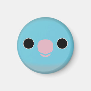 The face of a blue female Pacific parrotlet Magnet
