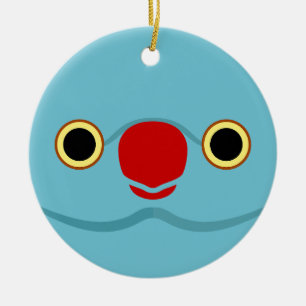 The face of a blue female Rose-ringed parakeet Ceramic Ornament