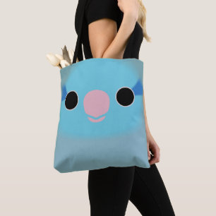 The face of a blue male Pacific parrotlet Tote Bag