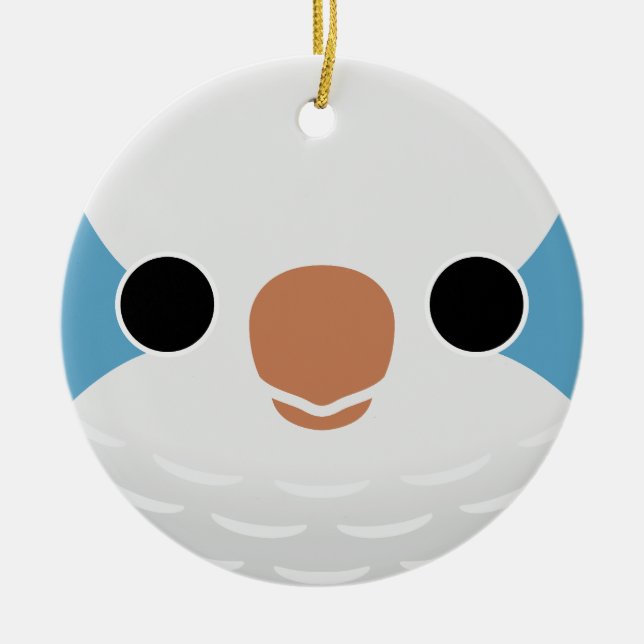 The face of a Blue Monk Parakeet Ceramic Ornament (Front)