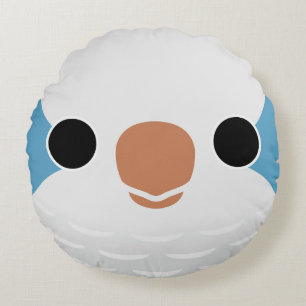 The face of a Blue Monk Parakeet Round Cushion