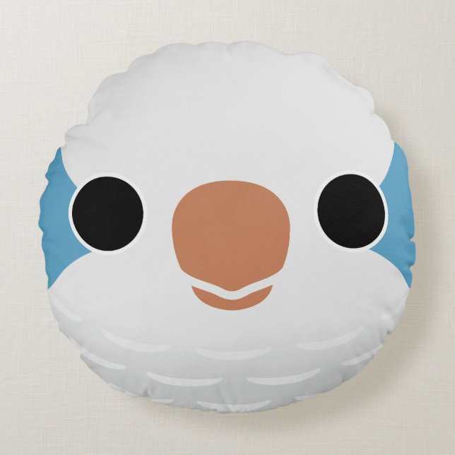 The face of a Blue Monk Parakeet Round Cushion (Front)