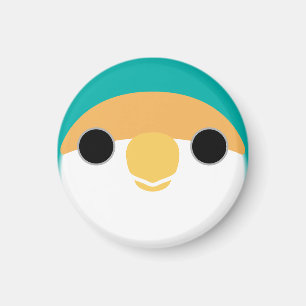 The face of a blue peach-faced lovebird magnet