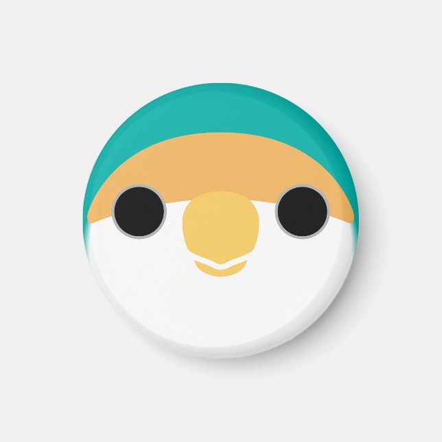 The face of a blue peach-faced lovebird magnet (Front)