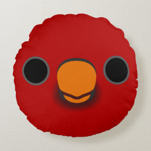The face of a Cardinal lory Round Cushion