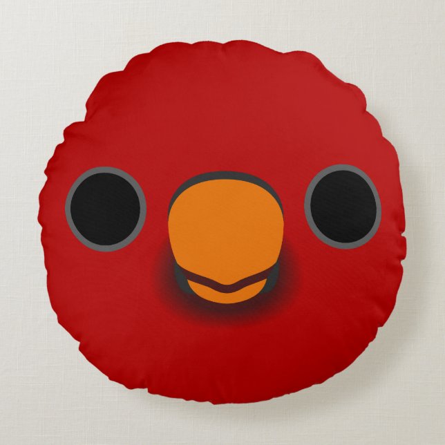 The face of a Cardinal lory Round Cushion (Front)