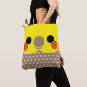The face of a cinnamon Pearl male cockatiel Tote Bag