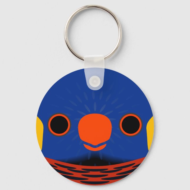 The face of a Coconut lorikeet Key Ring (Front)