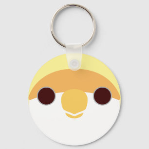 The face of a creamino peach-faced lovebird key ring