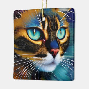 The Face of a cute Lynx point Siamese Ceramic Ornament