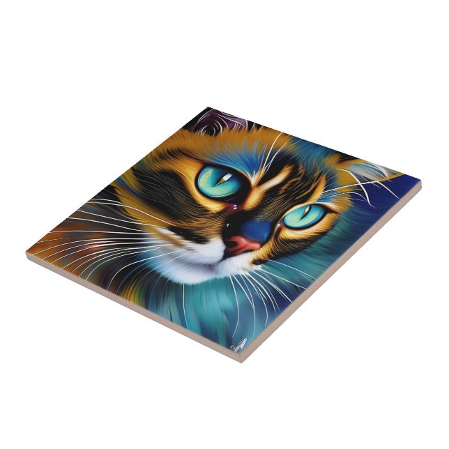 The Face of a cute Lynx point Siamese Ceramic Tile (Side)