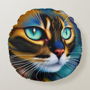 The Face of a cute Lynx point Siamese Round Cushion