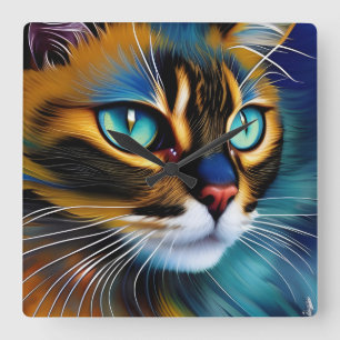 The Face of a cute Lynx point Siamese Square Wall Clock