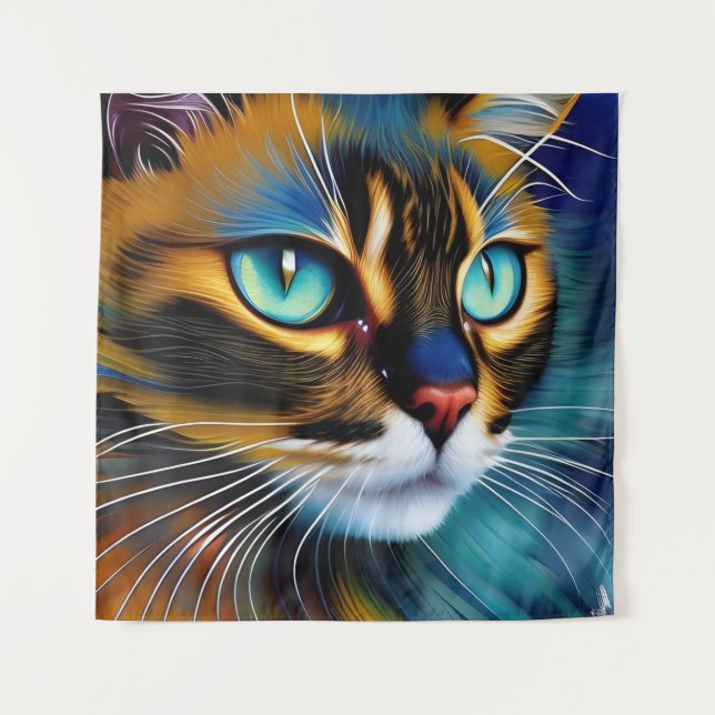 The Face of a cute Lynx point Siamese Tapestry (Front)