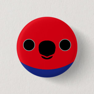 The face of a Eclectus Parrot (Female) 3 Cm Round Badge