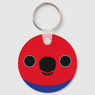 The face of a Eclectus Parrot (Female) Key Ring